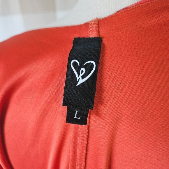 Vtg Y2K 00s Windsor Mesh Red Orange Floral Whimsical Asymmetrical Hem Dress L - Picture 7 of 8